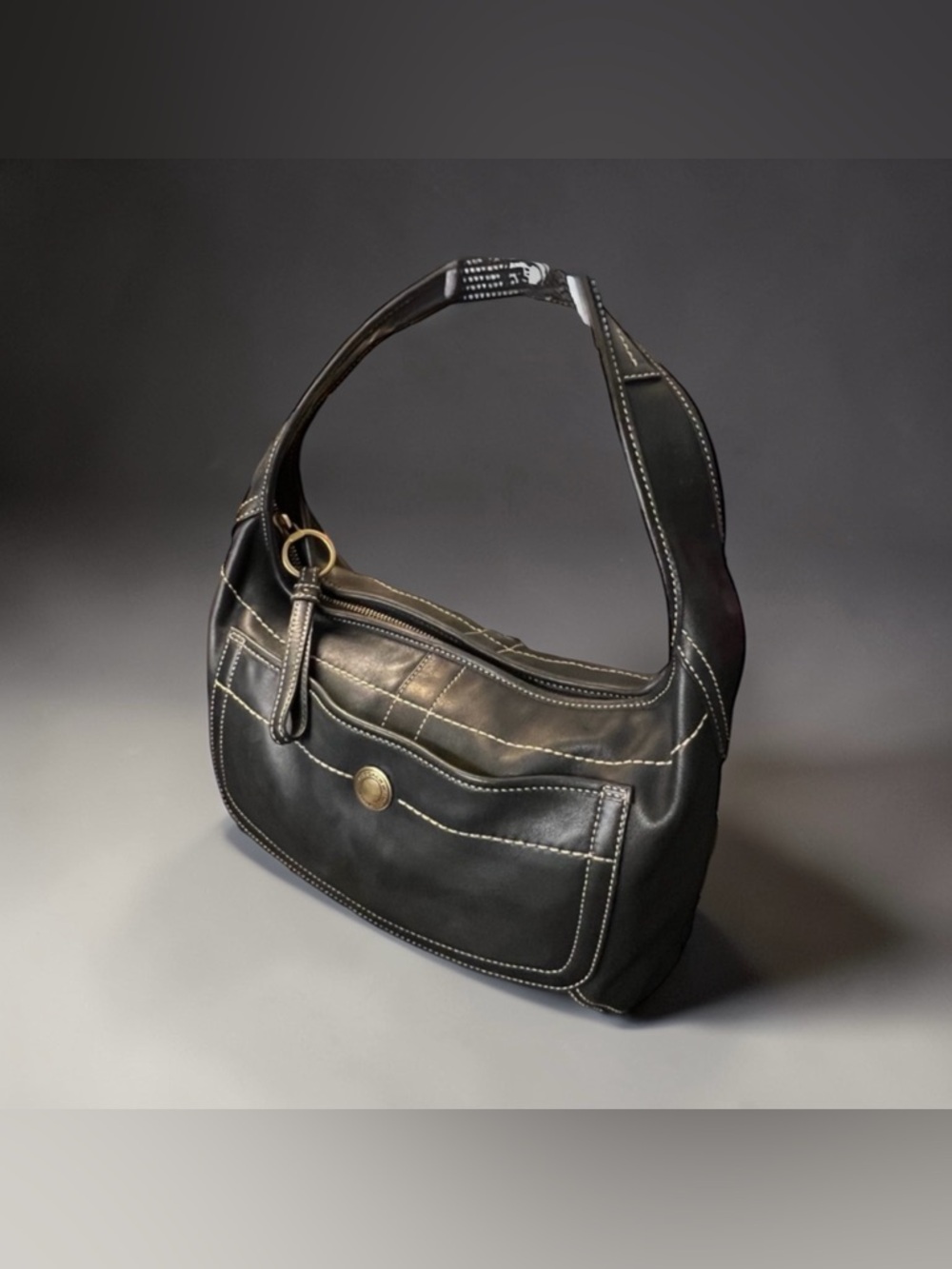 COACH 2007 Chelsea Ergo Black Glovetanned Leather Hobo Shoulder Bag # 10740